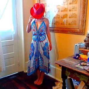 Jakkuza satin-y handkerchief style halter dress Medium